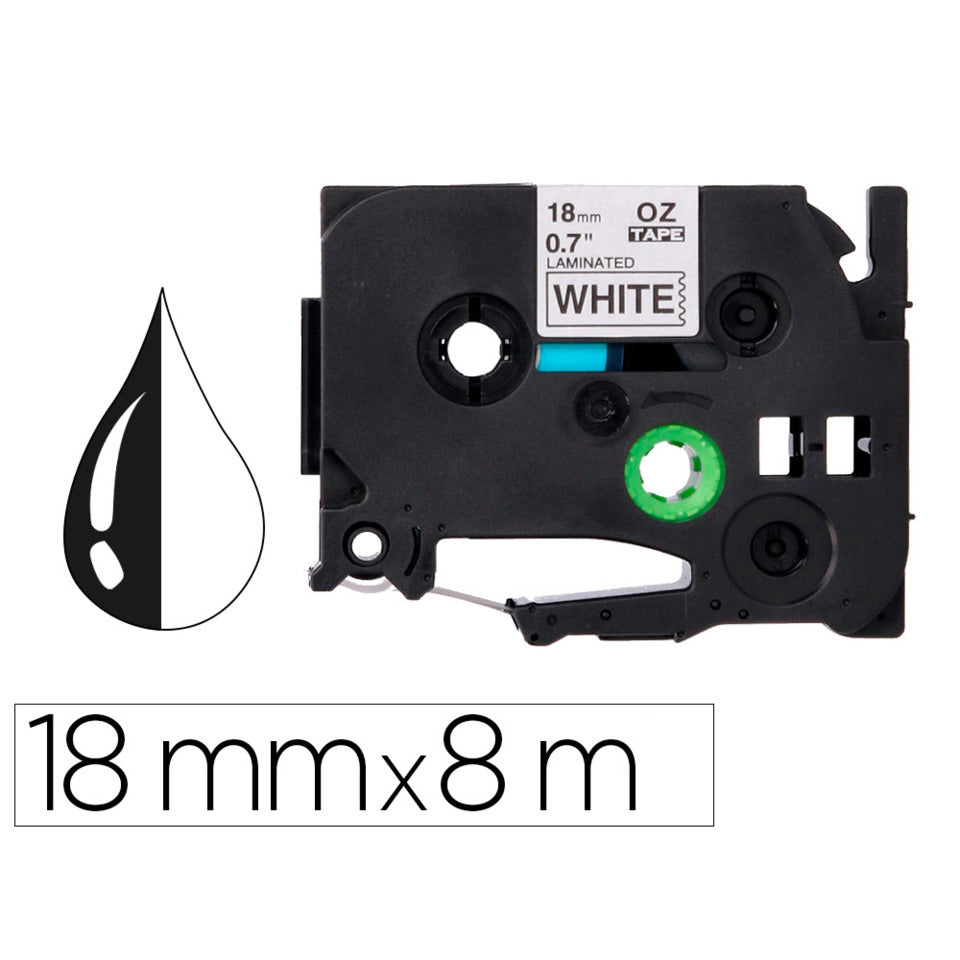 Schriftband, 18mmx8m, schwarz/weiß Q-CONNECT KF18798 Q-CONNECT KF18798 18mm 8m kompatibel