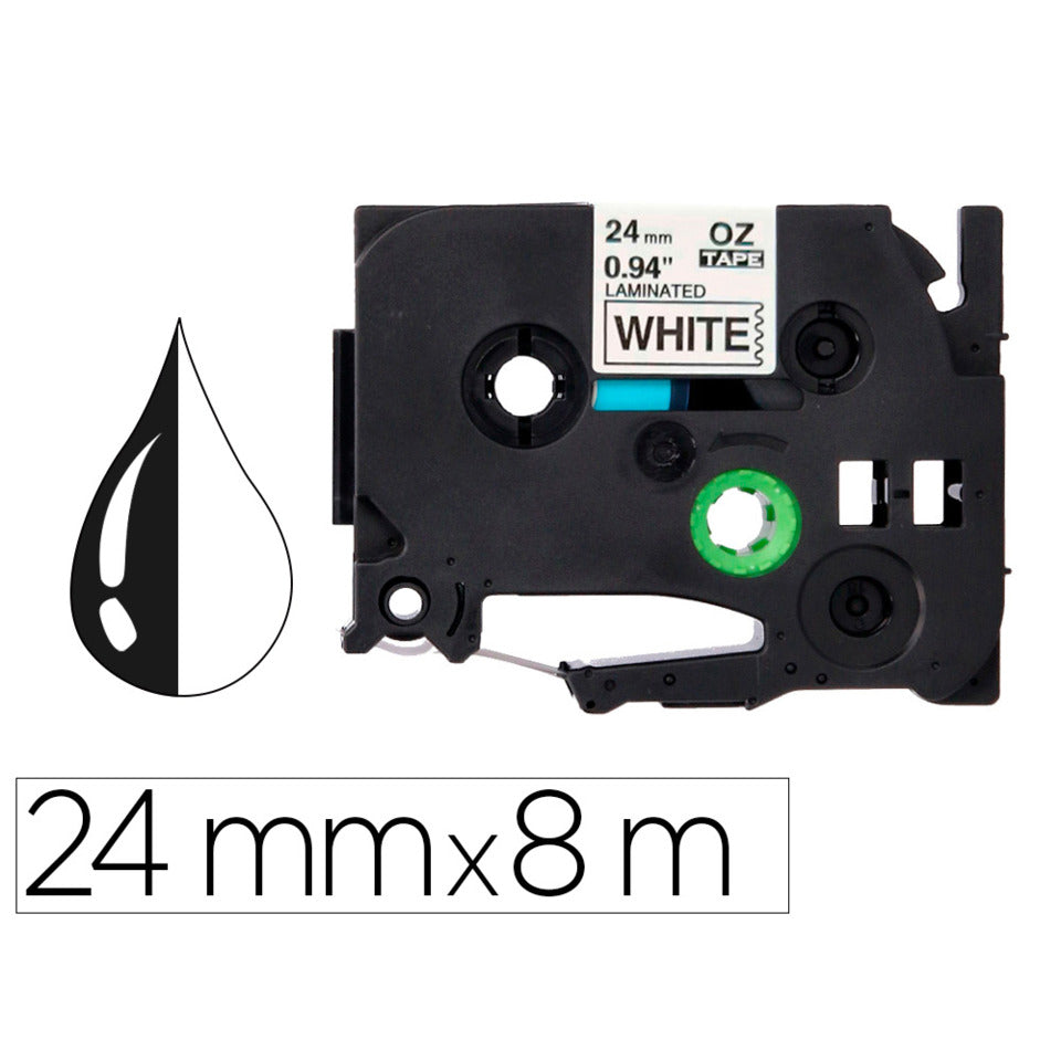 Schriftband, 24mmx8m, schwarz/weiß Q-CONNECT KF18799 Q-CONNECT KF18799 24mm 8m kompatibel