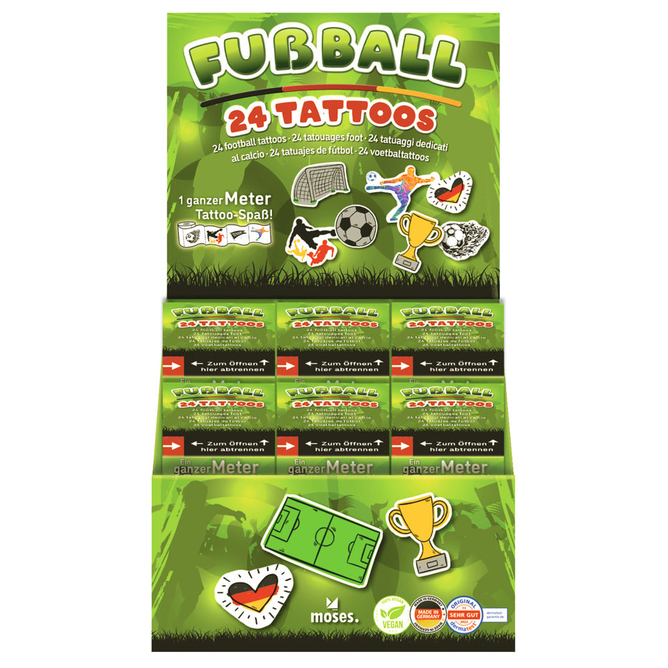 Tattos Fussball, 24 Stück, sortiert im Display MOSES 30496 MOSES. 30496 i.Display