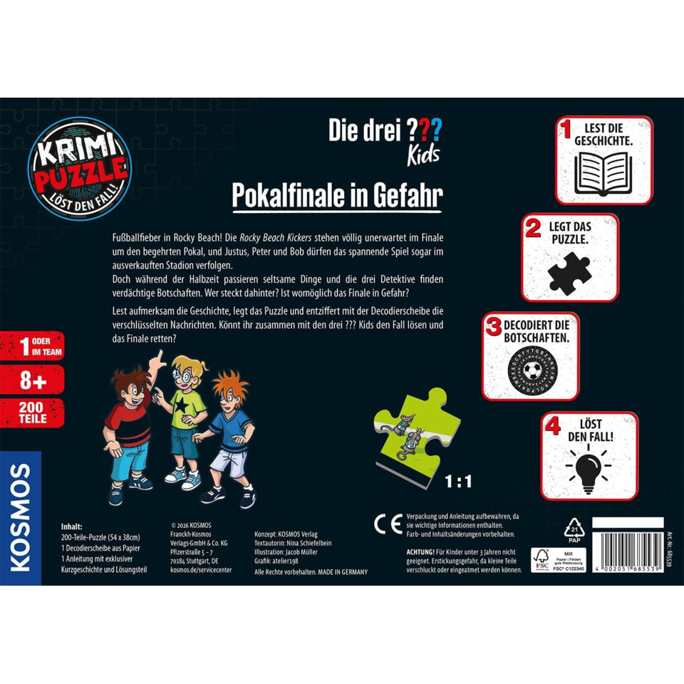 Krimipuzzle Die drei ??? Kids - Pokalfinale in Gefahr KOSMOS 685539 KOSMOS 685539  Pokalfinale in Gefahr