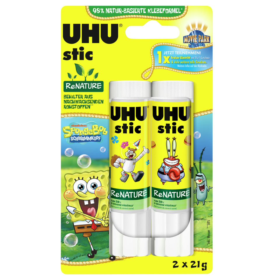 Klebestift stic ReNature 2x 21g BTS 2026 UHU 9000627 / 7008670 UHU 9000627 / 7008670 Spongebob
