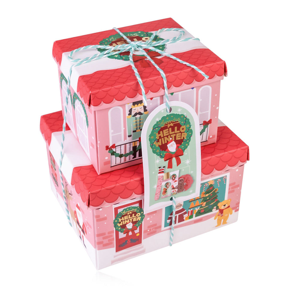 Badeset Hello Winter In gestapelte Geschenkboxen rosa/türkis ACCENTRA 6063326 ACCENTRA6063326 gestapelte Geschenkboxen