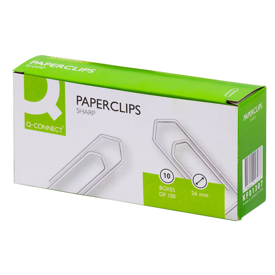 Büroklammer, 26mm, 100 Stück, verzinkt Q-CONNECT KF01307 Q-CONNECT KF01307 verz.spitz