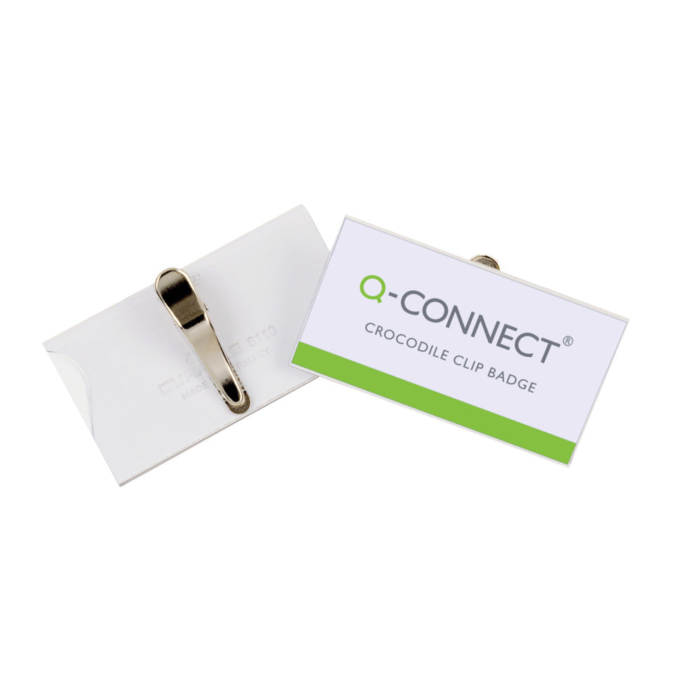Namensschild mit Krokoclip, 75x40mm, 25 Stück Q-CONNECT KF01563 Q-CONNECT KF01563 m.Krokokl.