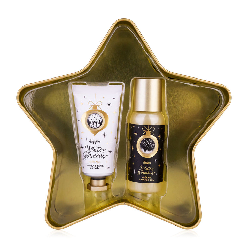 Badeset Blechdose Stern Winter Glamour weiß/gold/schwarz ACCENTRA 6063426 ACCENTRA 6063426 Blechdose Stern