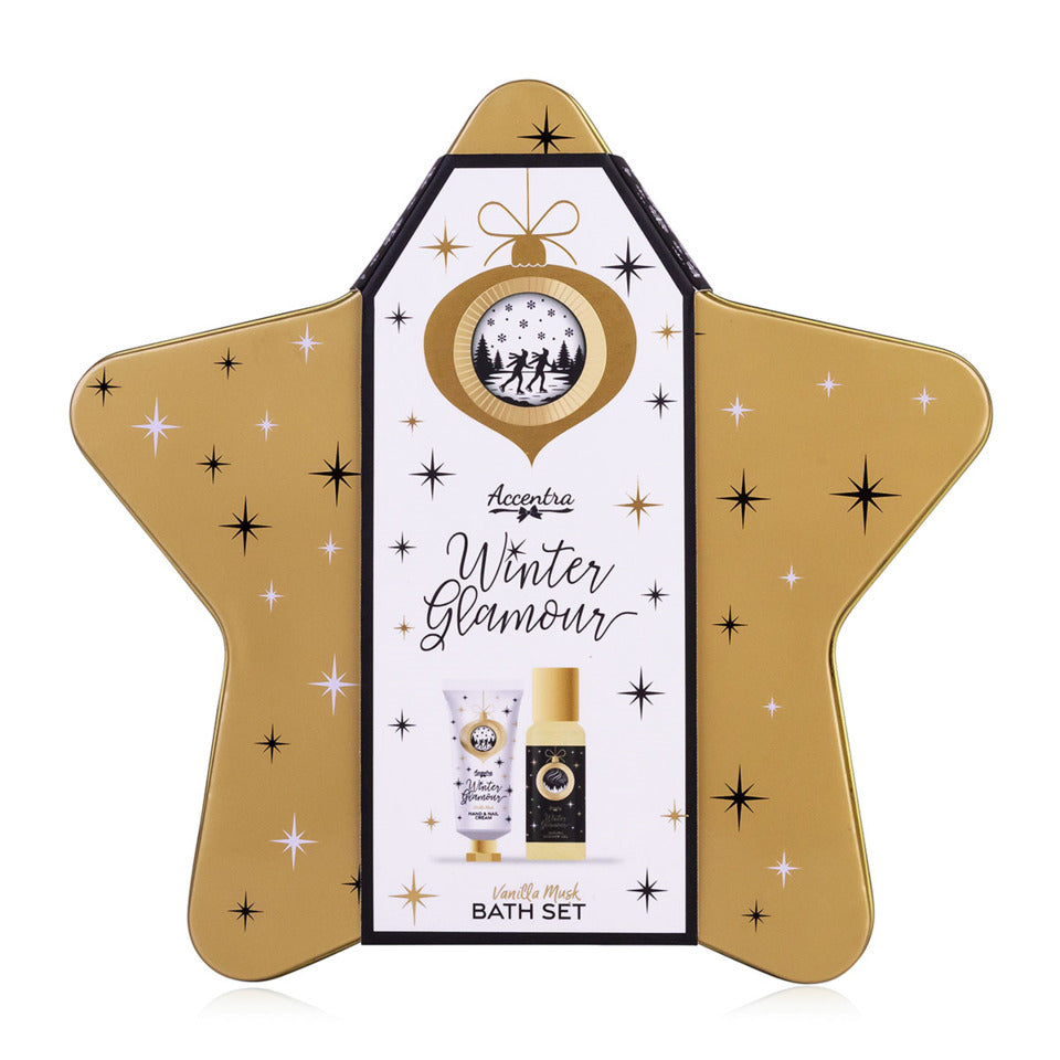 Badeset Blechdose Stern Winter Glamour weiß/gold/schwarz ACCENTRA 6063426 ACCENTRA 6063426 Blechdose Stern