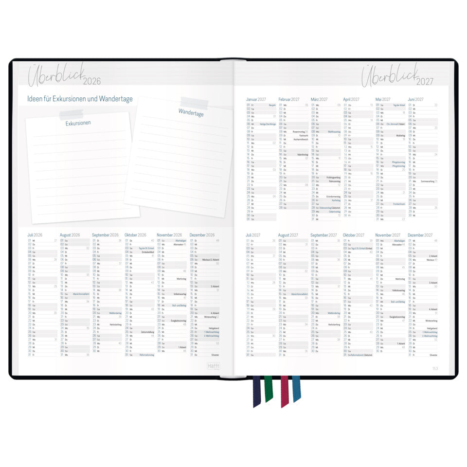 Lehrerkalender 2026/27, A5+, 90g/m², 120 Blatt, Hardcover, 1W/2S, sortiert HÄFFT 11178-6