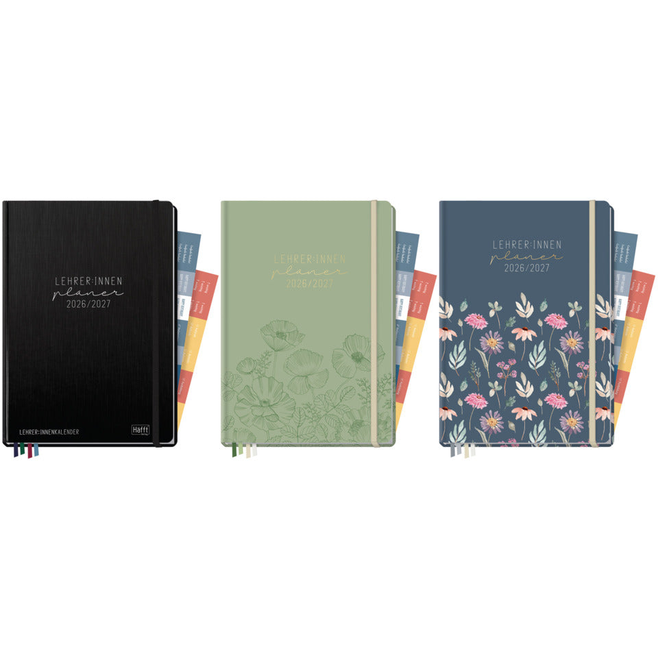 Lehrerkalender 2026/27, A5+, 90g/m², 120 Blatt, Hardcover, 1W/2S, sortiert HÄFFT 11178-6