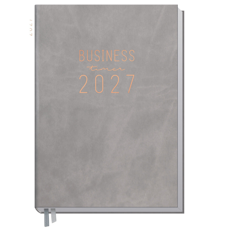 Business-Timer Classic 2027 2027, A5, 100g/m², 87 Blatt, Kunstleder, 1W/2S, grau-rosé HÄFFT 11313-0