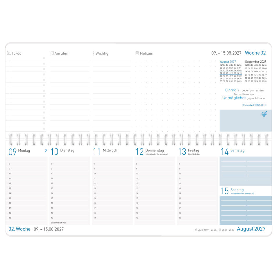 Tischkalender Büro & Freizeit 2027, 29,7 x 11 cm, 100g/m², 1M/1S, königsblau HÄFFT 11344-9 HÄFFT 11344-9 128S. 29,7x11cm