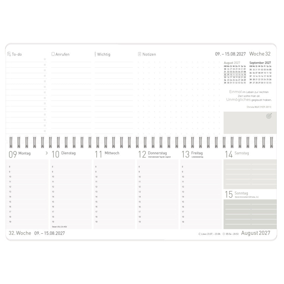 Tischkalender Büro & Freizeit 2027, 29,7 x 11 cm, 1W/1S, schwarz HÄFFT 11347-3 HÄFFT 11347-3  Black Edition 128S.