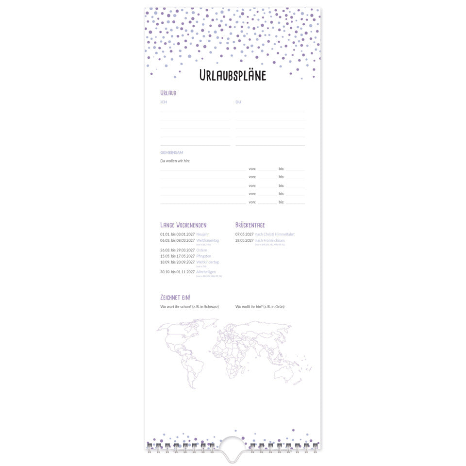 Wandkalender Du+Ich 2027, 16,5 x 42 cm, 140g/m², 1M/1S, 3 Spalten HÄFFT 11388-9 HÄFFT 11388-9 3 Spalten f. Liebespaare