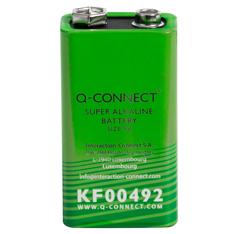 Batterie Alkali-Mangan 9V, 6LR61/E-Block, 1 Stück Q-CONNECT KF00492
