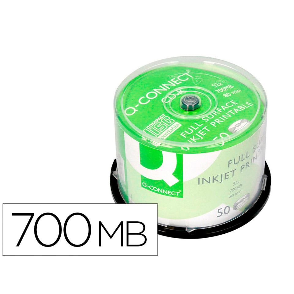 CD-R 50er Spindel bedruckbar inkl. URA, 700MB, 80Min Q-CONNECT KF18020 Q-CONNECT KF18020 700Mb80Min