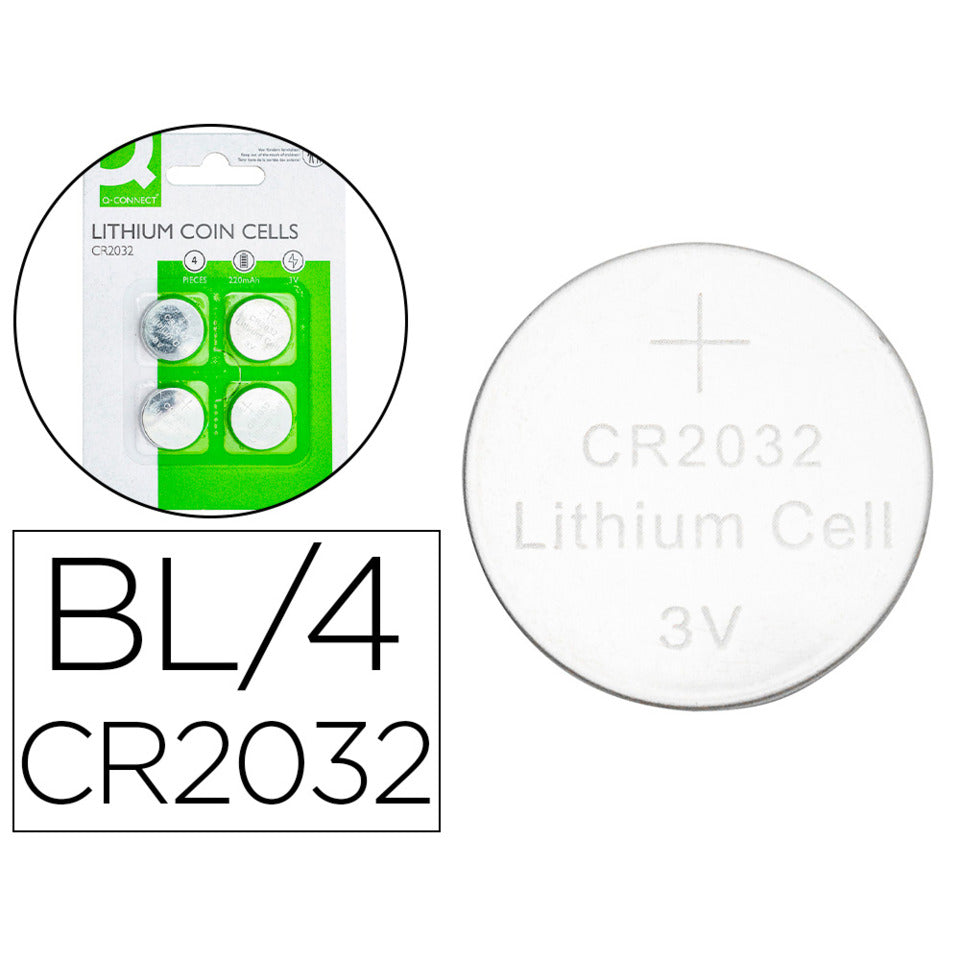 Knopfzellen-Batterie Lithium CR2032, 4 Stück Q-CONNECT KF15036 Q-CONNECT KF15036 Lithium