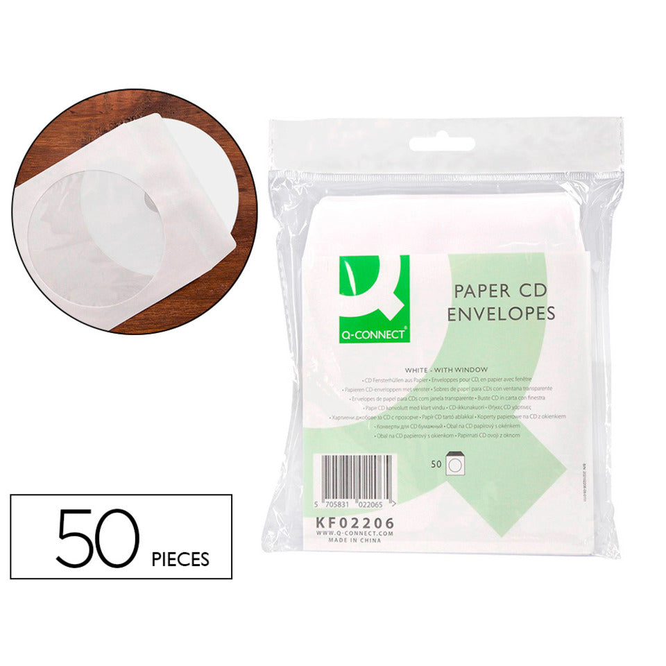 CD-Hüllen Papier, 50 Stück Q-CONNECT KF02206