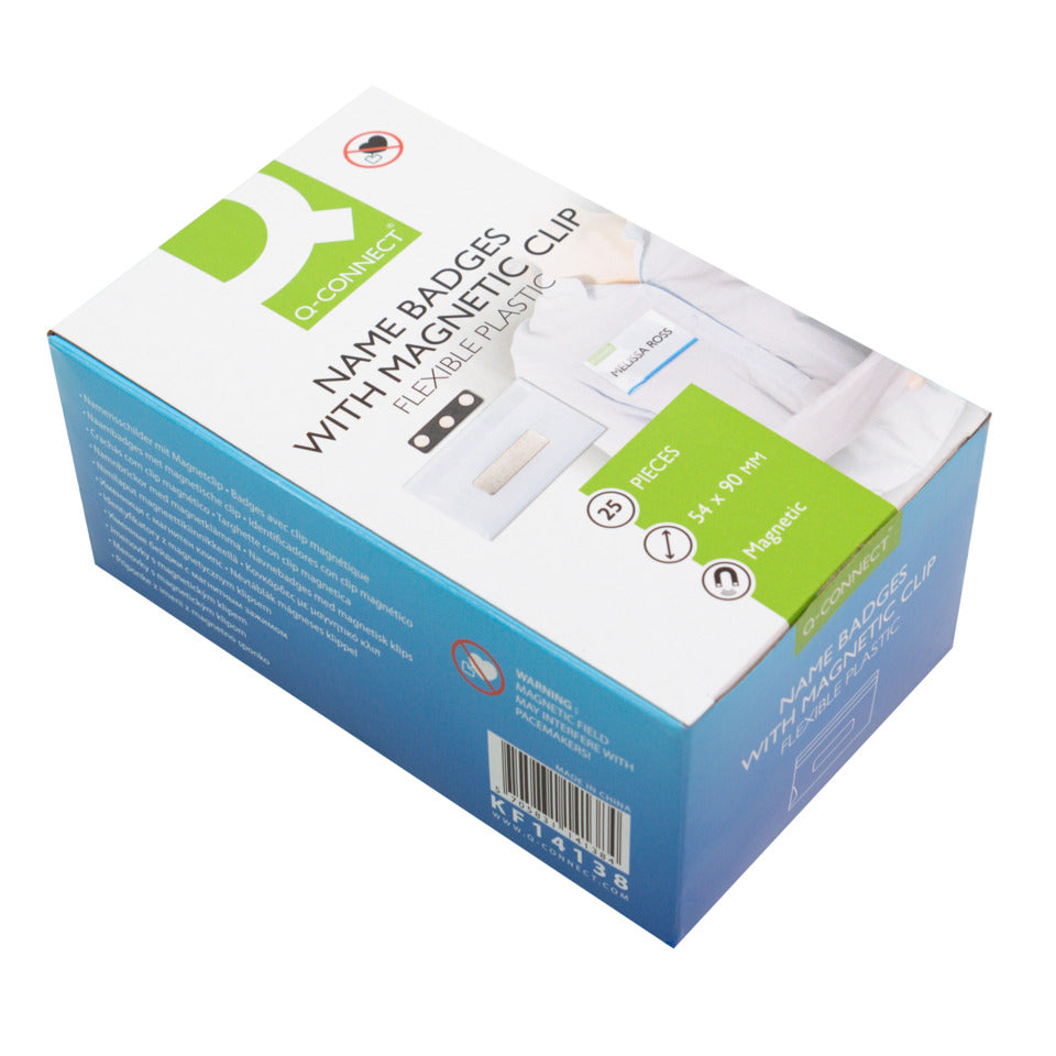 Namensschild soft mit Magnet, 90 x 54 mm, PVC, 25 Stück, transparent Q-CONNECT KF14138 Q-CONNECT KF14138 90x54mm