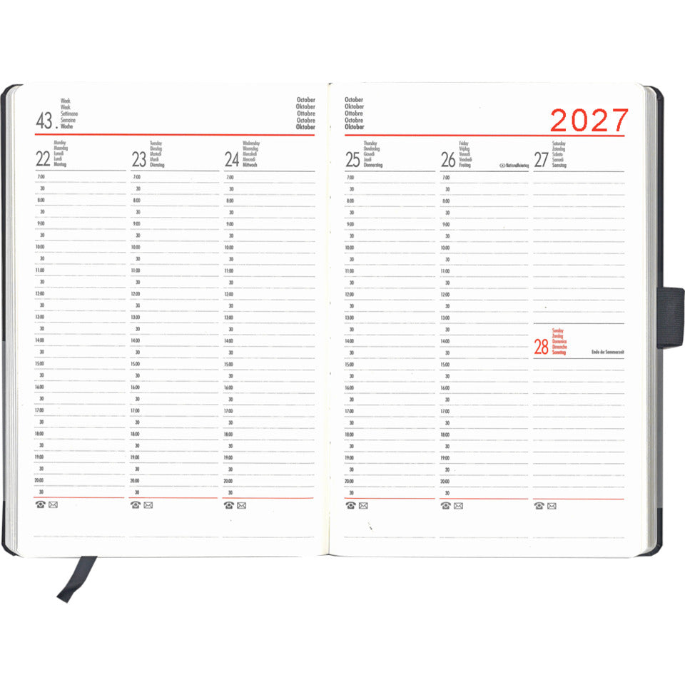 Buchkalender V-Book, A5, 1W/2S, Leinenoptik, grau BSB 02-0289 BSB 02-0289 140x210mm Leinenoptik