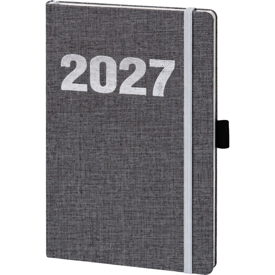 Buchkalender V-Book, A5, 1W/2S, Leinenoptik, grau BSB 02-0289 BSB 02-0289 140x210mm Leinenoptik