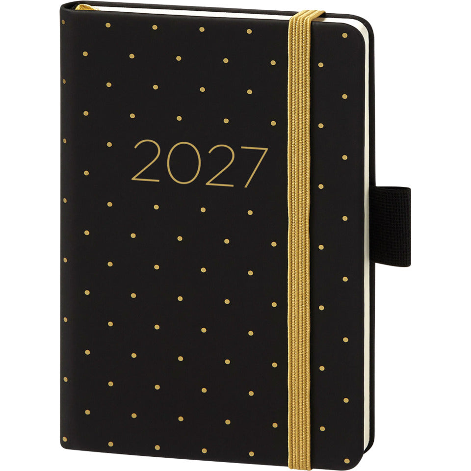 Buchkalender V Book, A6, 1W/2S, Kunstleder, schwarz/gold BSB 02-0354 BSB 02-0354 90x140mm