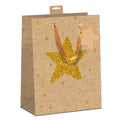 Weihnachts-Geschenktragetasche Goldstern, 32 x 26 x 12 cm, natur SKORPION 7522-2615-L 7522-2615-L 32x26x12cm
