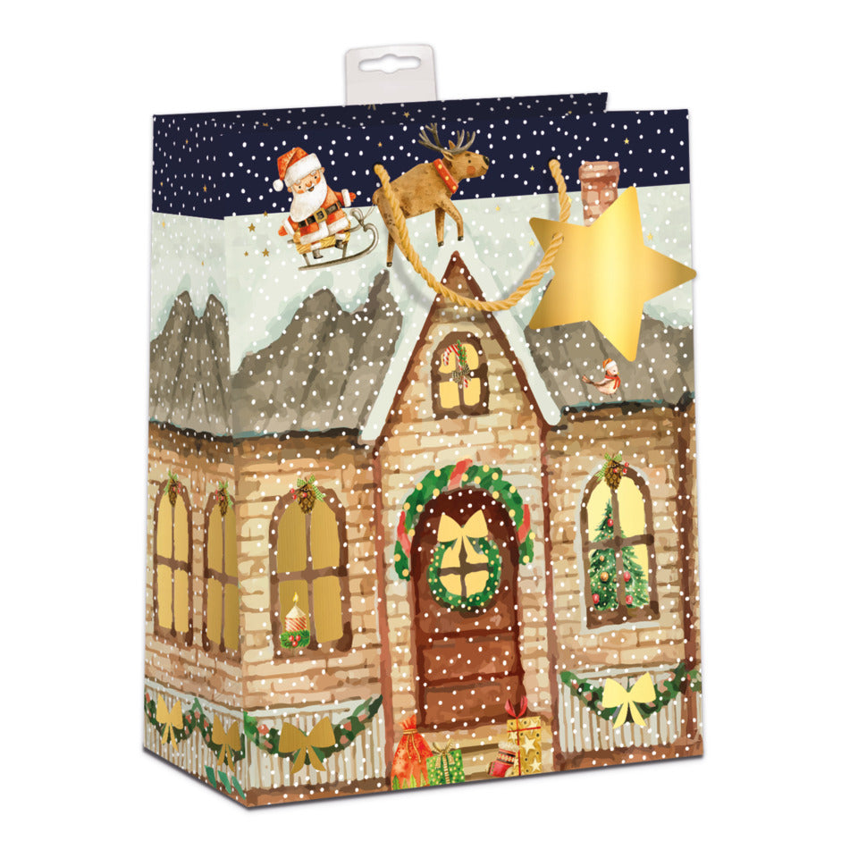 Weihnachts-Geschenktragetasche Haus, 23 x 18 x 10 cm, bunt  7522-2617-M 7522-2617-M 23x18x10cm