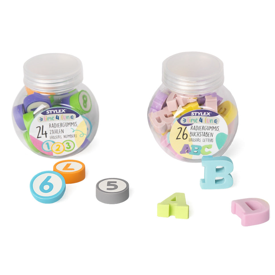 Radiergummi Zahlen + Buchstaben Back2Fun Kollektion STYLEX 57000 Stylex 57000 Time2Fun Kollektion