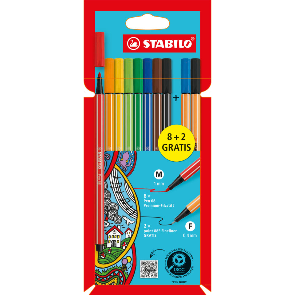 Finelineretui Point 68, 10 Stück +2 Stück Pen 88 STABILO D/87-3814