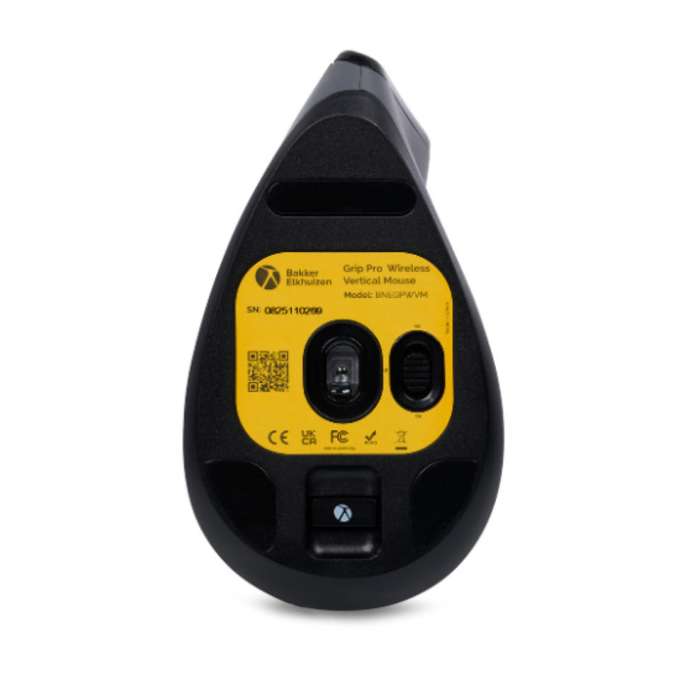 Maus Grip Pro Wireless Vertikal - Rechtshänder, 6 Tasten, 2400dpi, schwarz BAKKERELKHUIZEN BNEGPWVM