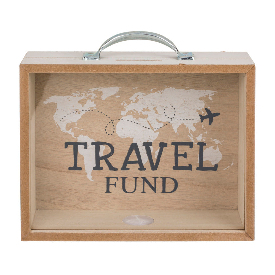 Spardose Travel Fund, 10,5 x 12 cm, Holz OUT OF THE BLUE 144285 OOTB 144285 ca. 20,5x12cm