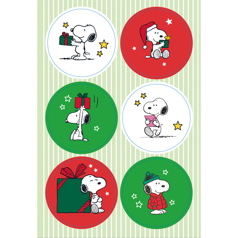 Weihnachtsetikett Snoopy Big Present, 11,5 x 17 cm, 4 Blatt BRAUN + COMPANY 4617-0150