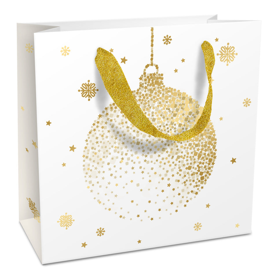 Weihnachts-Geschenktragetasche Kugel, 17 x 17 x 8 cm, weiß/gold BRAUN + COMPANY 1685-26501 BRAUN + COMPANY 1685-26501 17x17x8cm
