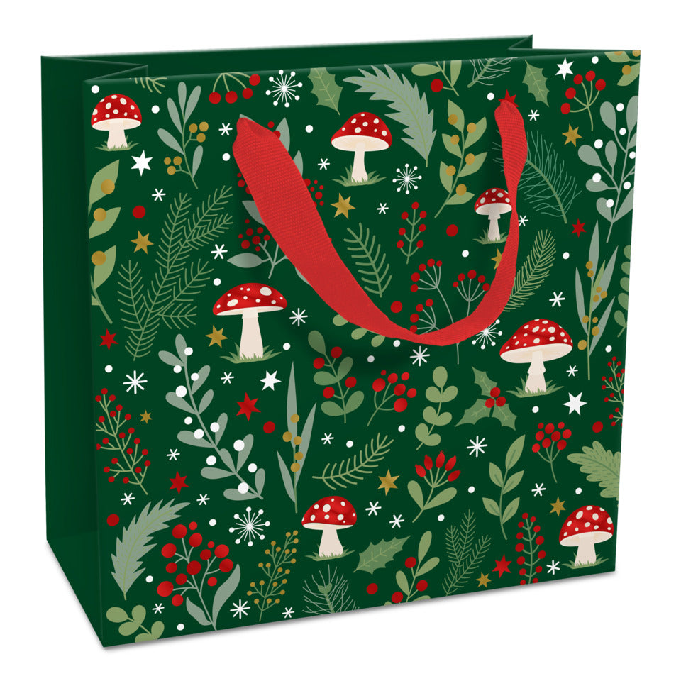 Weihnachts-Geschenktragetasche Pilze, 17 x 17 x 8 cm, dunkelgrün BRAUN + COMPANY 1695-26524 BRAUN + COMPANY 1695-26524 17x17x8cm