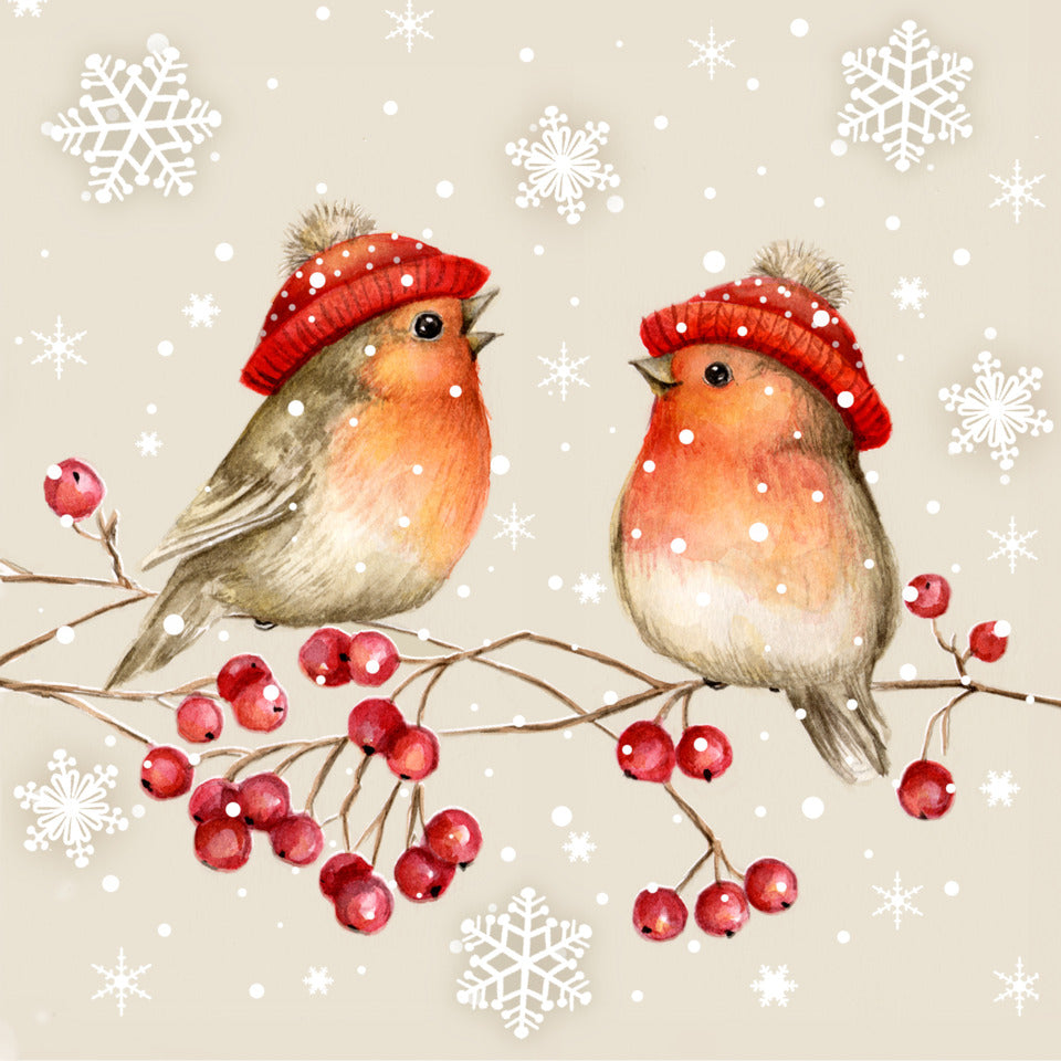 Weihnachts-Zelltuchserviette Vögel, 33 x 33 cm, 3-lagig, 20 Stück ATELIER 1111-26518 ATELIER 1111-26518 33cm 3lagig