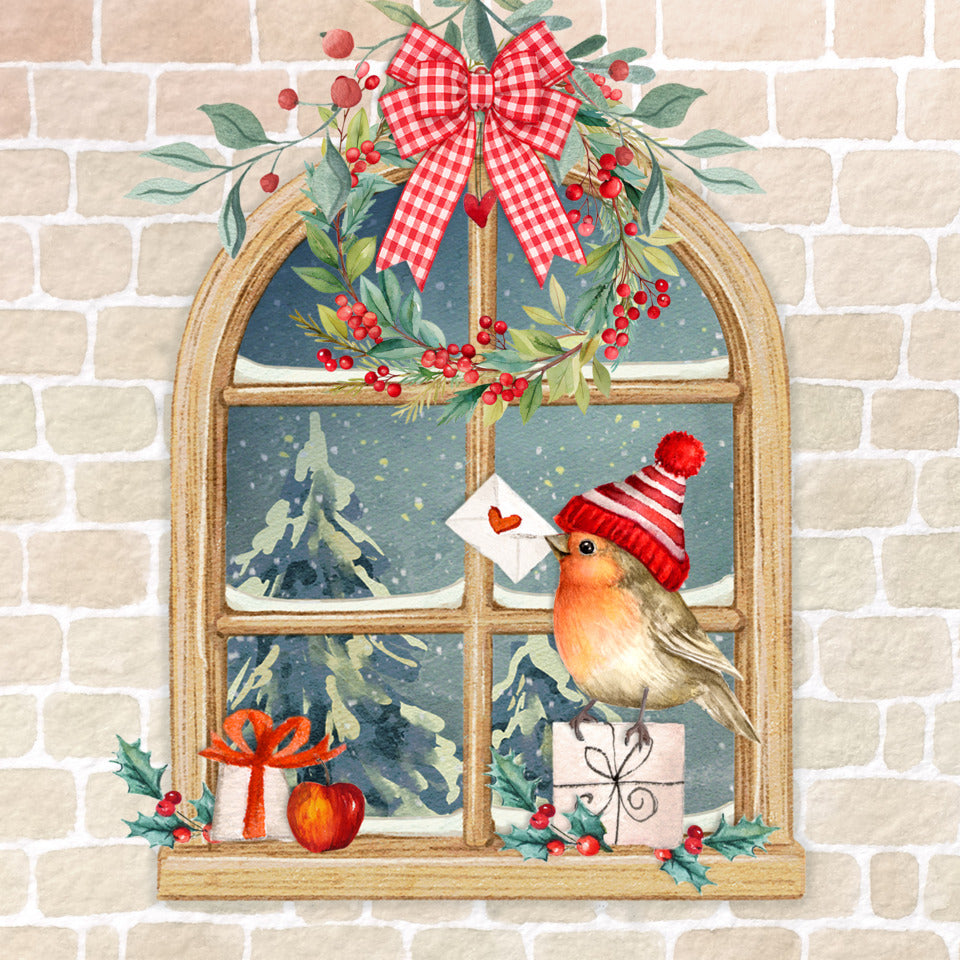 Weihnachts-Zelltuchserviette Weihnachtsbote, 33 x 33 cm, 3-lagig, 20 Stück ATELIER 1111-26519 ATELIER 1111-26519 33cm 3lagig