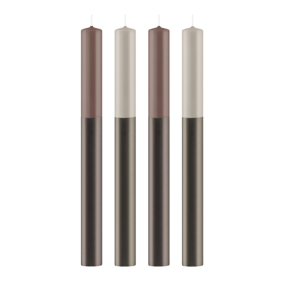 Stabkerze 22x250mm 4Stück Dip Dye Elegant zinngrau  351045.028 351045.028 250x22mm
