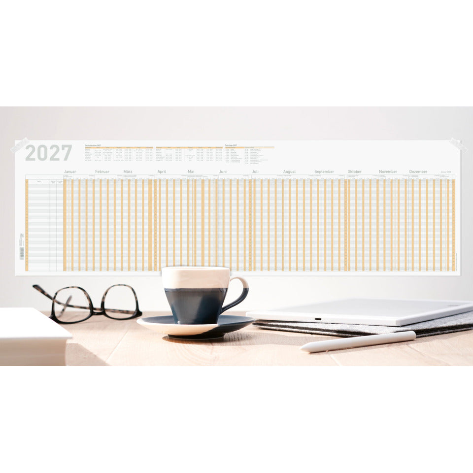 Urlaubsplaner 2027, 1000 x 297 mm, gefalzt auf DIN A4 RNK 2910/27