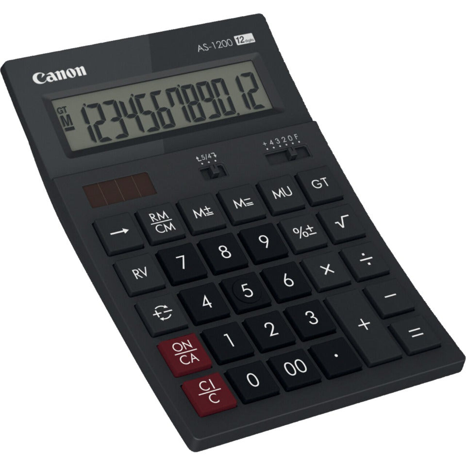 Tischrechner AS-1200, 12-stellig, Solar- und Batteriebetrieb, schwarz CANON 4599B001