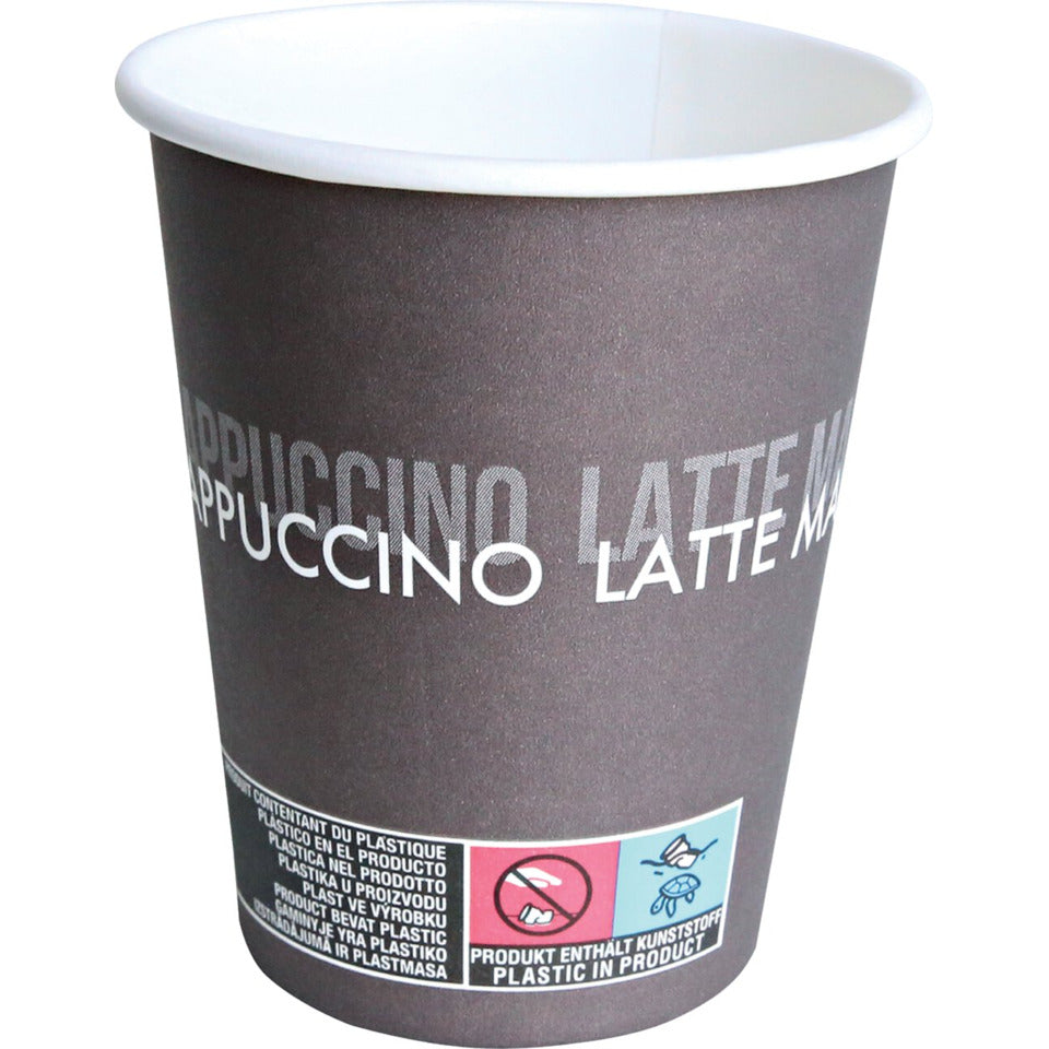 Kaffeebecher To Go, Pappe/PE, FSC®-Mix, ø 90 mm, 300 ml, braun/weiß, 50 Stück HYGOSTAR 409123 HYGOSTAR 409123 50 Stück