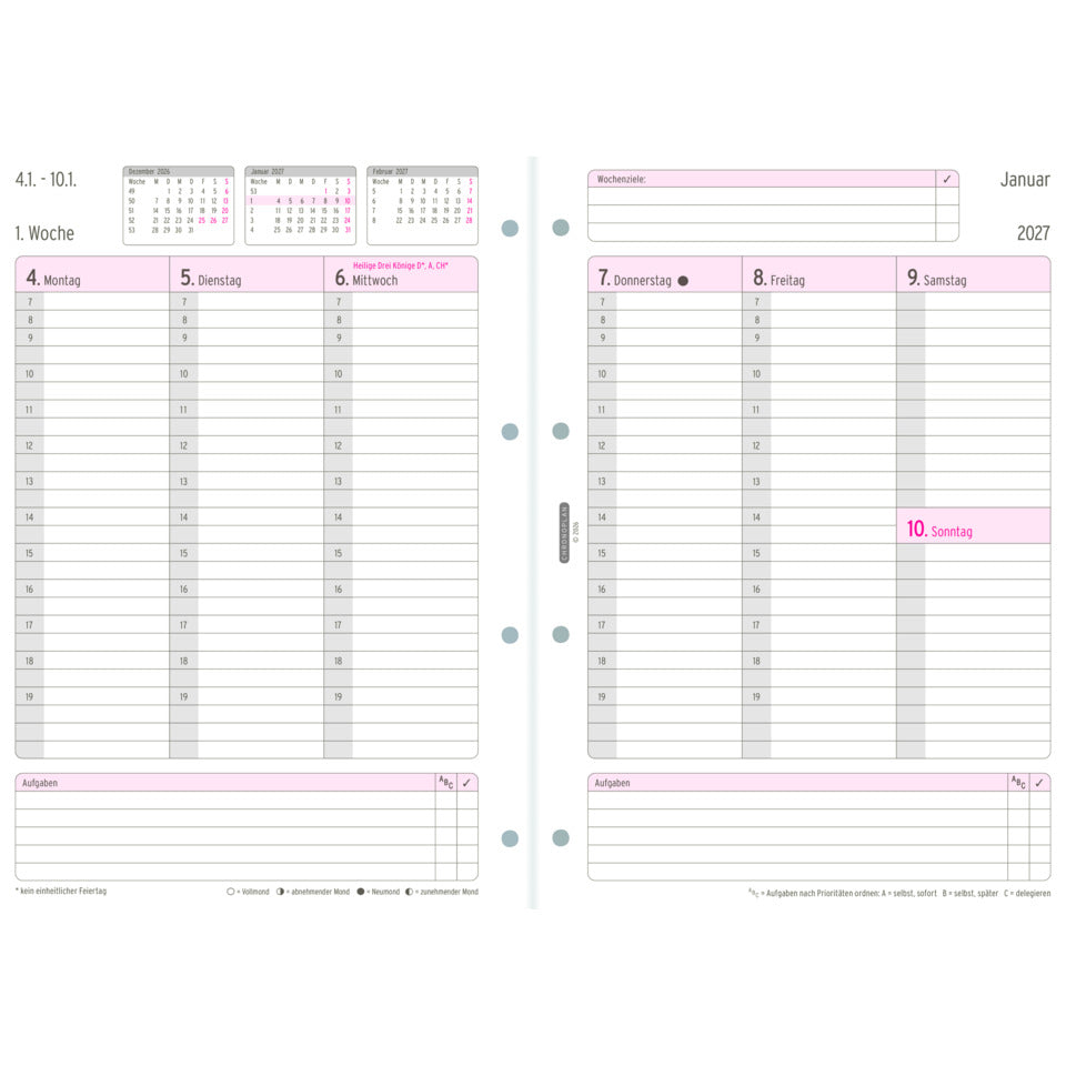 Ersatzkalendarium Wochenplan 2027, A4, 80g/m², 1W/2S, weiß CHRONOPLAN 50707