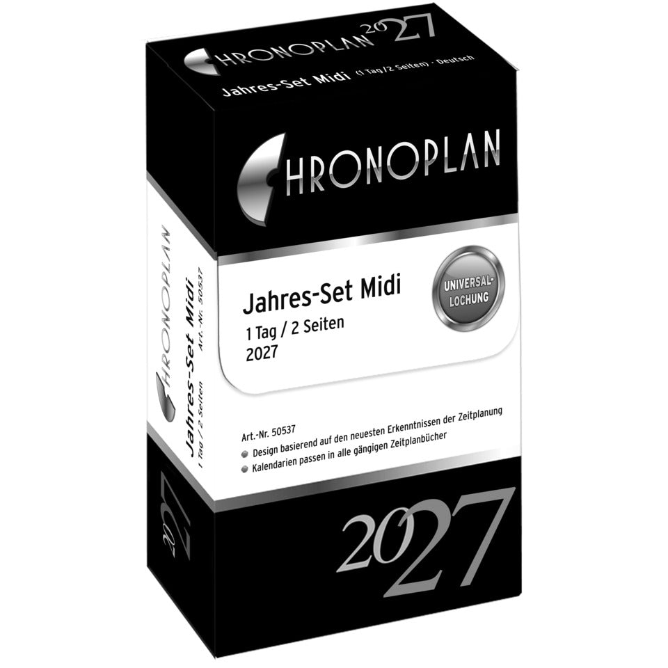 Ersatzkalendarium Jahres-Set Midi 2027, 96 x 172 mm, 80g/m², 1T/2S, weiß CHRONOPLAN 50537