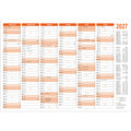 Wandkalender 2027, A4 quer, 250g/m², 6M/1S RNK 2912/27