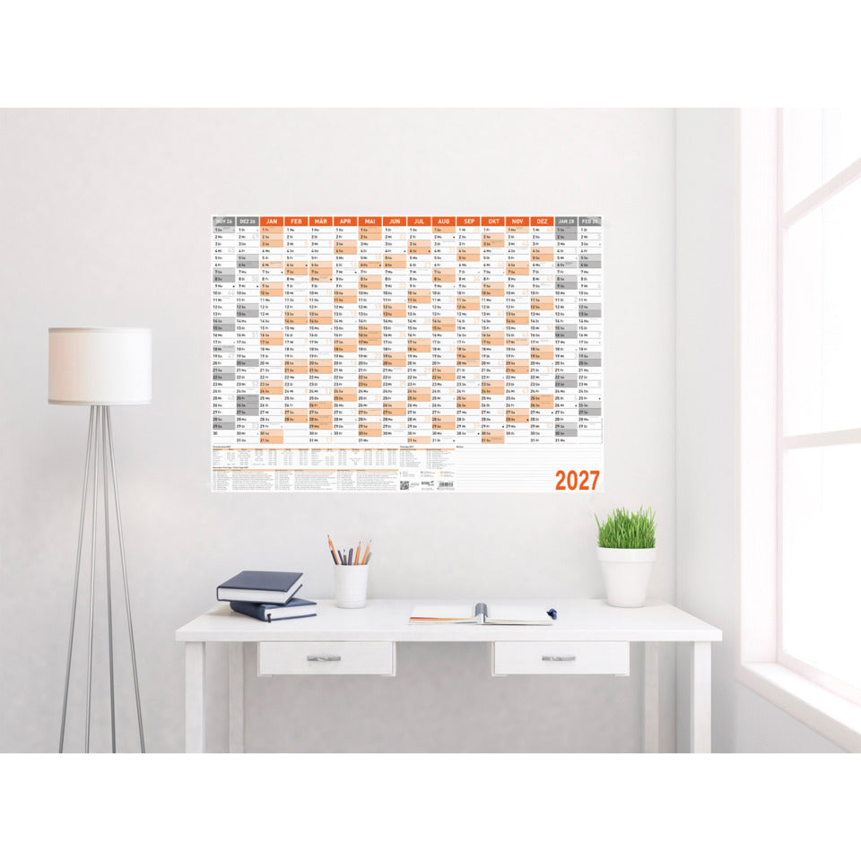 Wandkalender 2027, A1 quer, 120g/m², 16M/1S RNK 2917/27