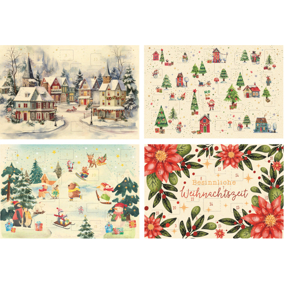 Adventskalenderkarte, 17 x 11,5 cm, 4 Motive, sortiert SKORPION 99sk6696