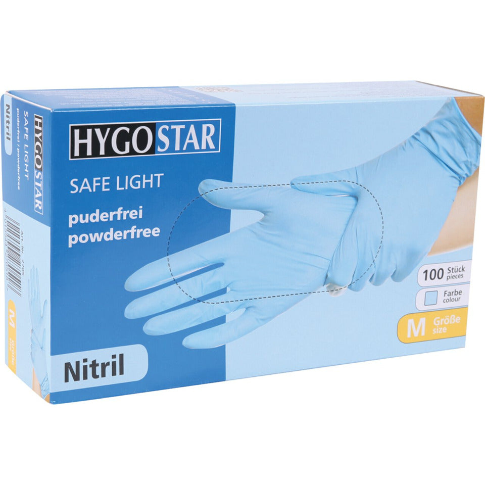 Nitrilhandschuhe Safe Light, puderfrei, blau, Gr. 8/M, 100 Stück HYGOSTAR 2705 HYGOSTAR 2705 100 Stück