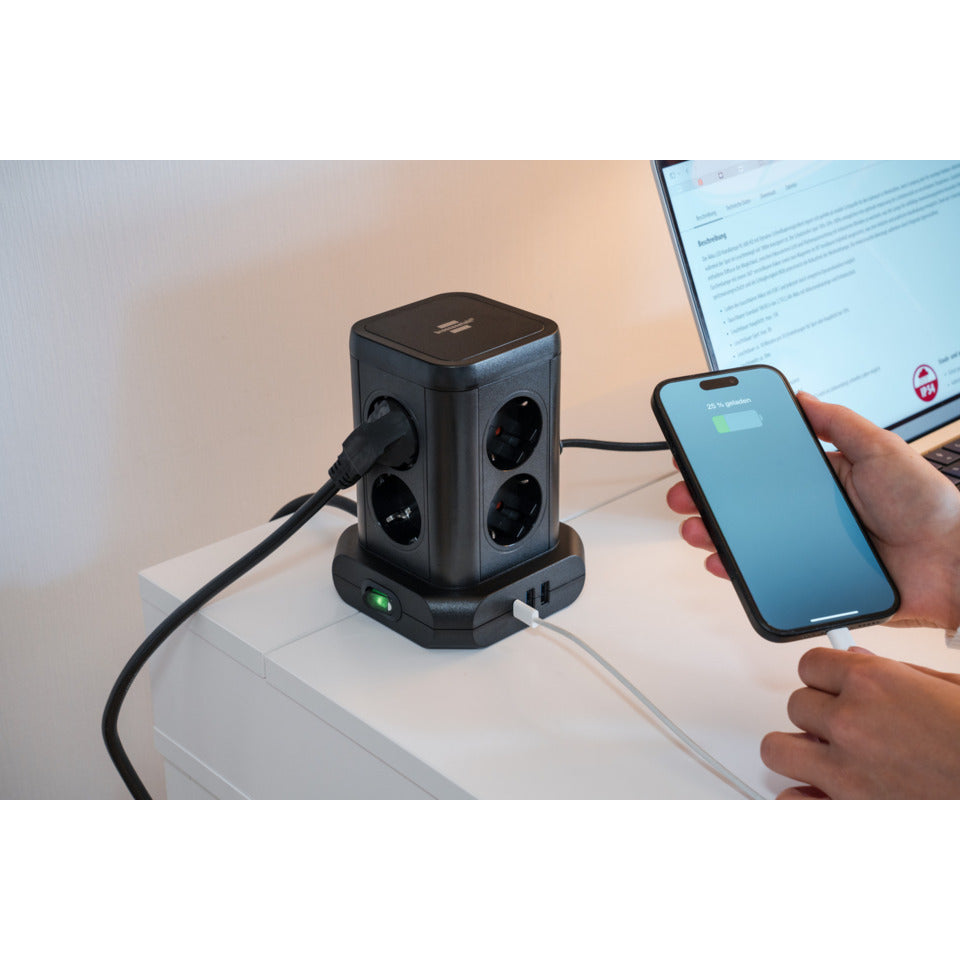 Steckdosenleisten+Schalter 8-fach + USB, schwarz BRENNENSTUHL 1153560010 BRENNENSTUHL 1153560010 Turm 2m