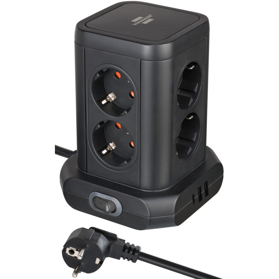 Steckdosenleisten+Schalter 8-fach + USB, schwarz BRENNENSTUHL 1153560010 BRENNENSTUHL 1153560010 Turm 2m