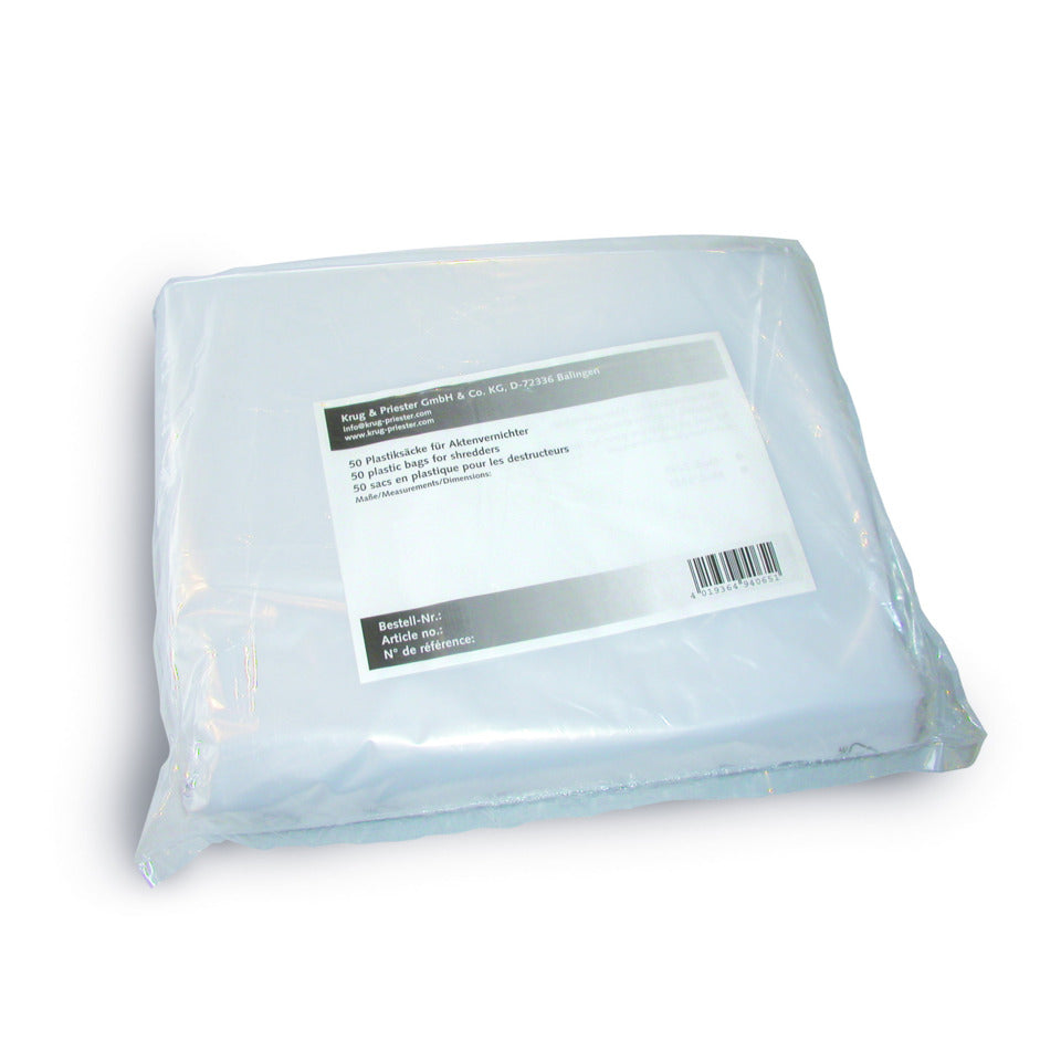 Plastiksack, Einweg, für Aktenvernichter 2502, 2503, 2602, 2603, 2604, 3102, 3103, 3104, 3802, 50er Pack IDEAL 9000037