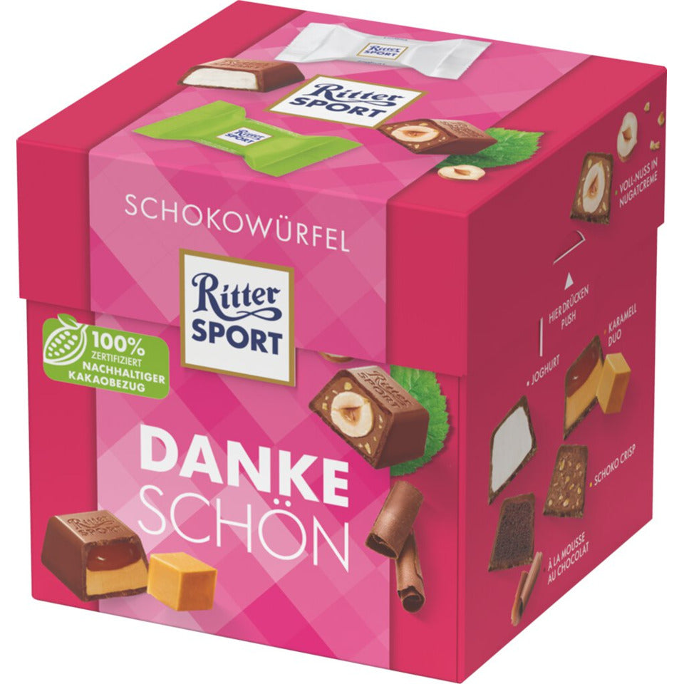 Schokowürfel Dankeschön, 22er Geschenkverpackung mit gefüllter Schokolade RITTER SPORT 326026