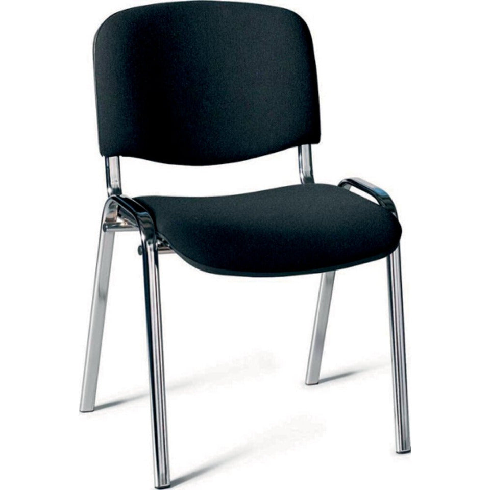 Besucherstuhl ISO, schwarz, 4-Fuß-Gestell verchromt, Rückenlehne/Sitz gepolstert DESKIN 148914